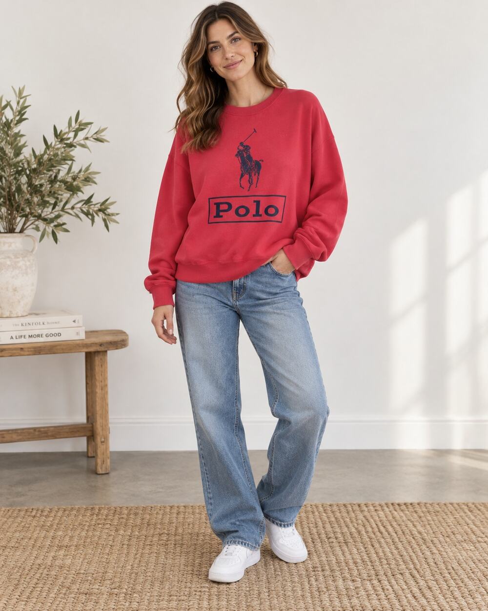 Polo Ralph Lauren Vintage Red Big Pony Logo Crewneck Sweatshirt XL